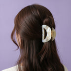 Pearl Beaded Half-Moon Hair Claw - Mermaid Pink