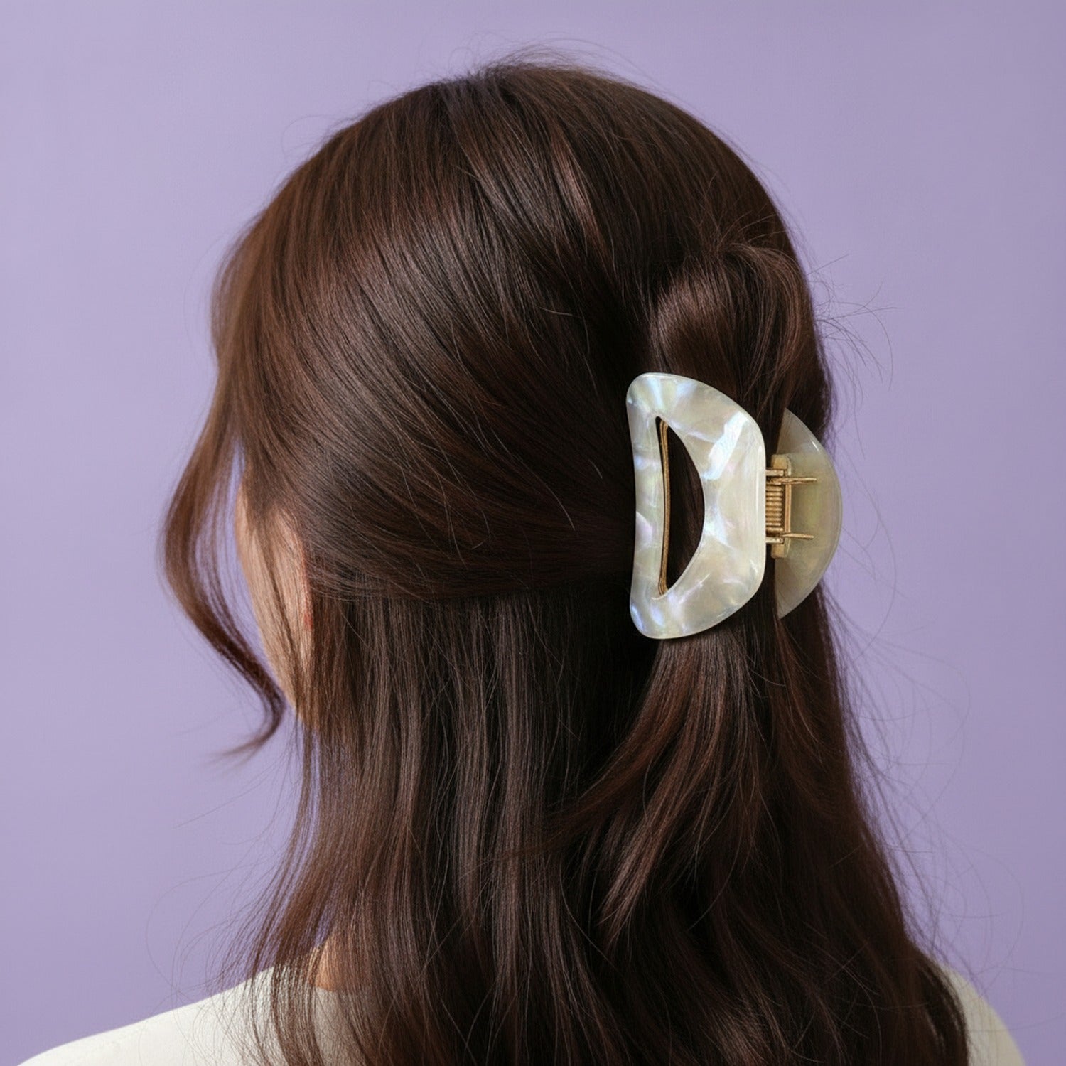 Pearl Beaded Half-Moon Hair Claw - Mermaid Pink