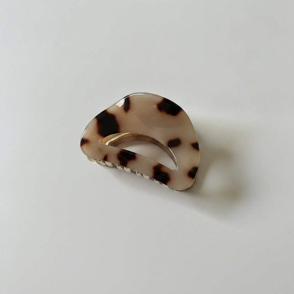 Pearl Beaded Half-Moon Hair Claw - Caramel