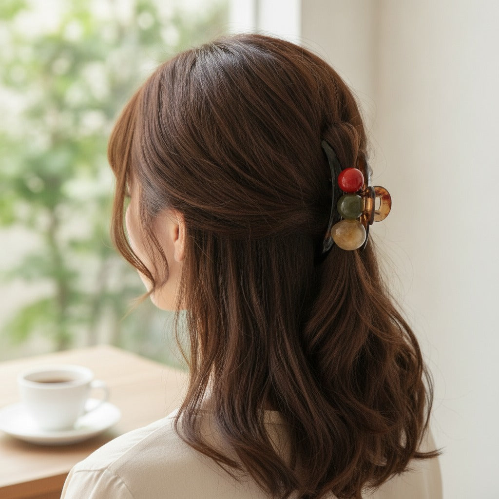 Gemstone Tortoiseshell Hair Claw Clip - Multistone Mix – hair accessories (view 2)