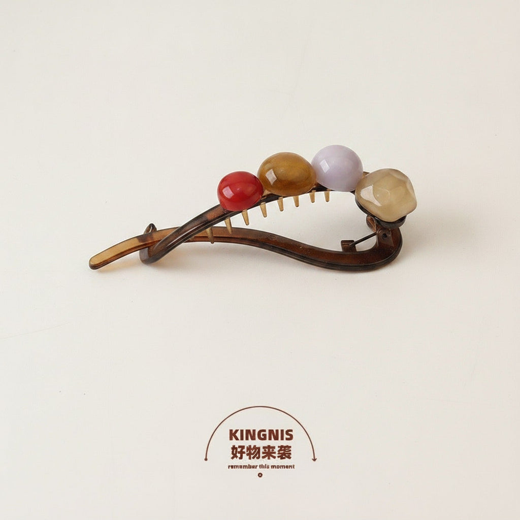 Gemstone Tortoiseshell Hair Claw Clip - Jewel Tone Mix