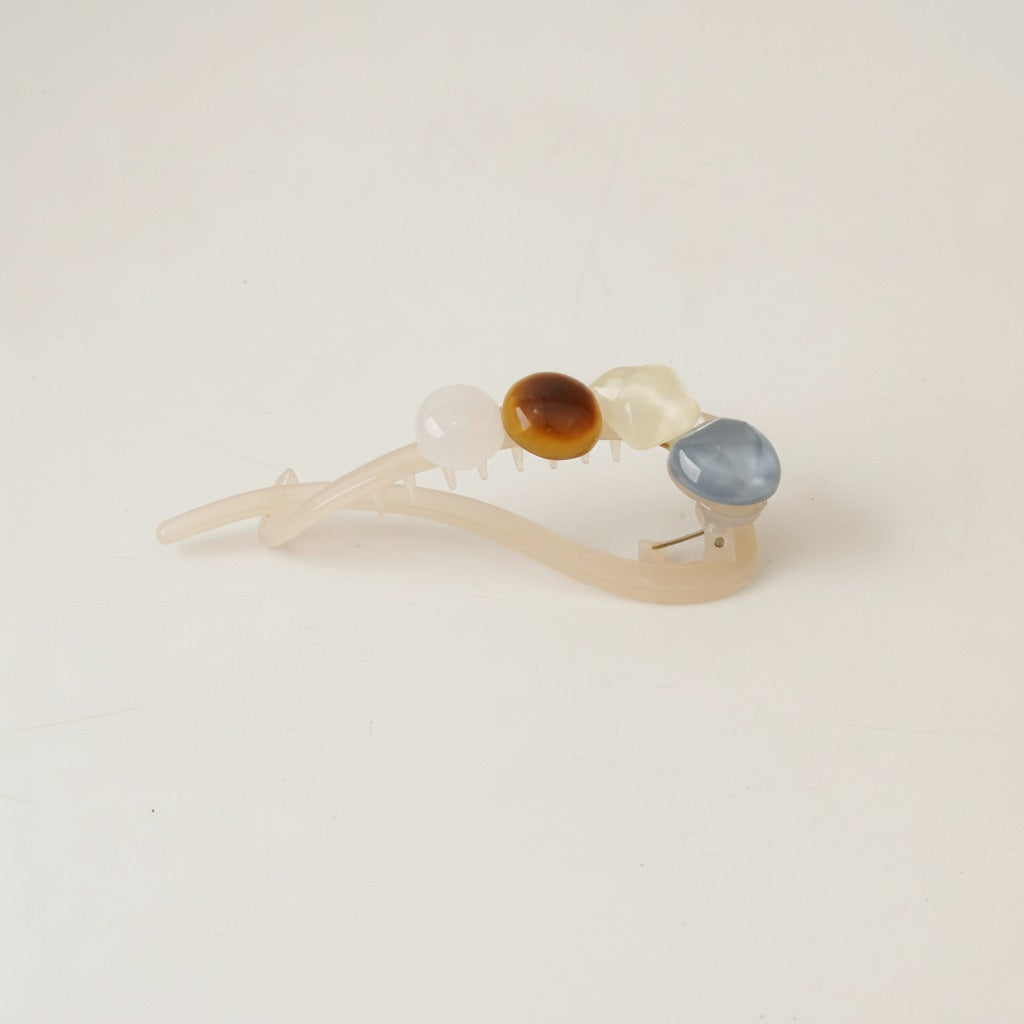 Gemstone Tortoiseshell Hair Claw Clip - Sage & Tiger Eye Mix – hair accessories (view 1)