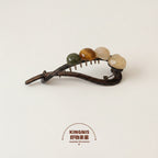 Gemstone Tortoiseshell Hair Claw Clip - Sage & Tiger Eye Mix