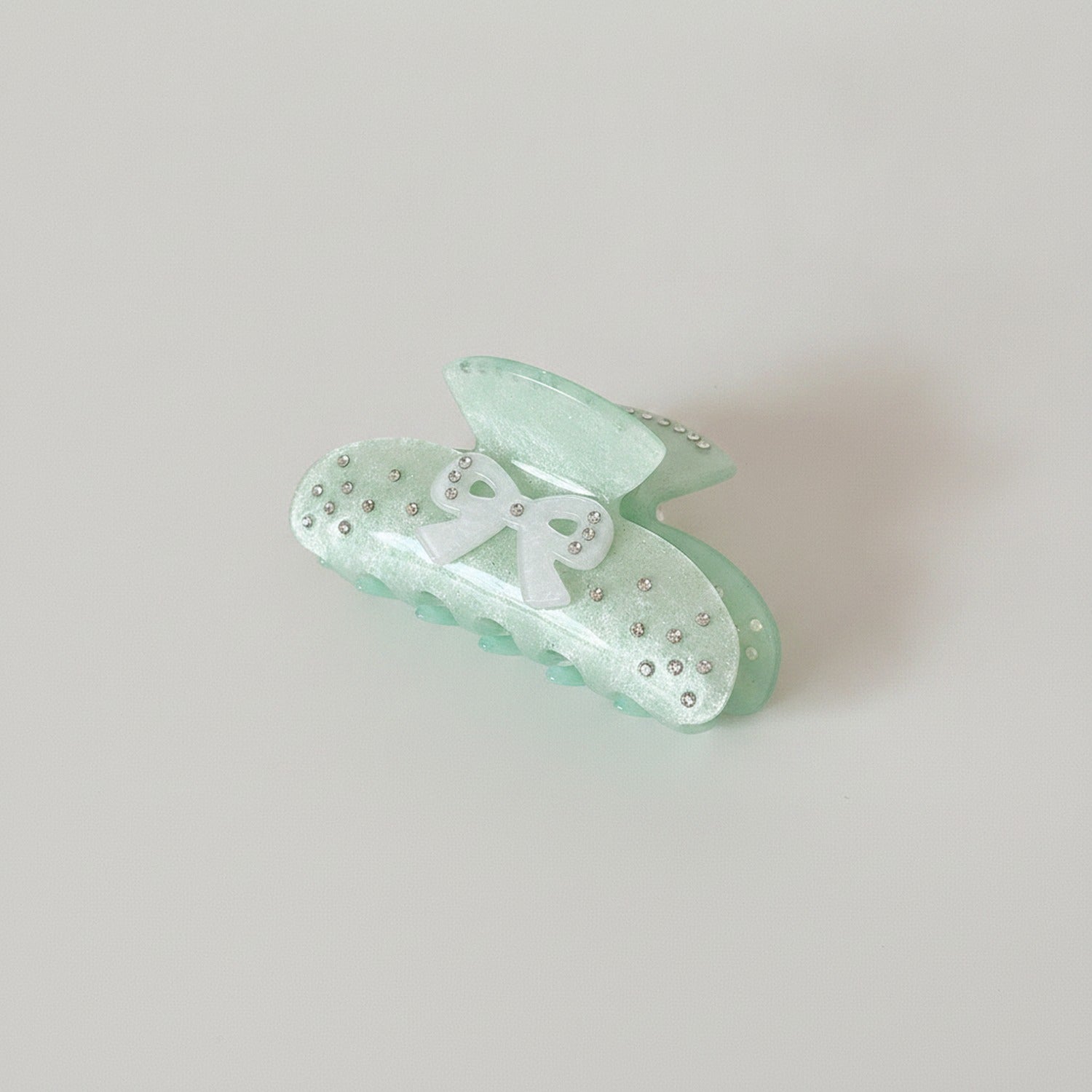 Sage Green Butterfly Hair Claw With Rhinestones