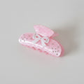 Pink Velvet Hair Claw With Rhinestone Bow – hair accessories (view 1)