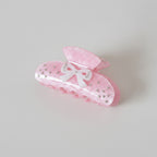 Pink Velvet Hair Claw With Rhinestone Bow – hair accessories (view 1)