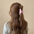 Pink Velvet Hair Claw With Rhinestone Bow – hair accessories (view 3)