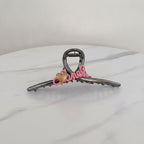 Black Hair Claw Clip With Pink Bows - Gunmetal C Letter Cross Claw Clip #3