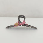 Black Hair Claw Clip With Pink Bows - Gunmetal C Letter Cross Claw Clip #3