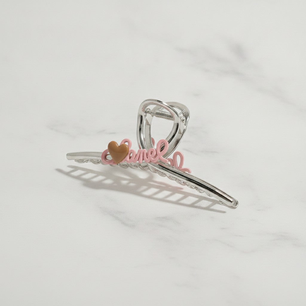 Hair Claw Clip With Bows - Silver C Letter Crossover Charm #7