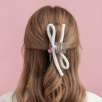 Hair Claw Clip With Flower Charm – hair accessories (view 3)