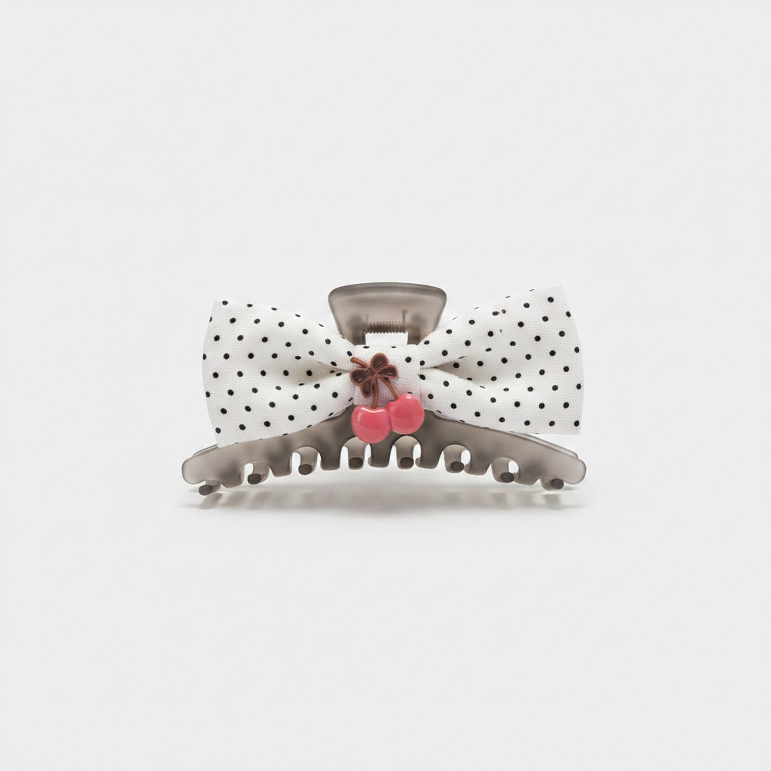 Navy Polka Dot Hair Claw With Flower Charm
