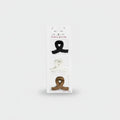 Ribbon Hair Clips Set In Black White Brown