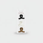 Ribbon Hair Clips Set In Black White Brown