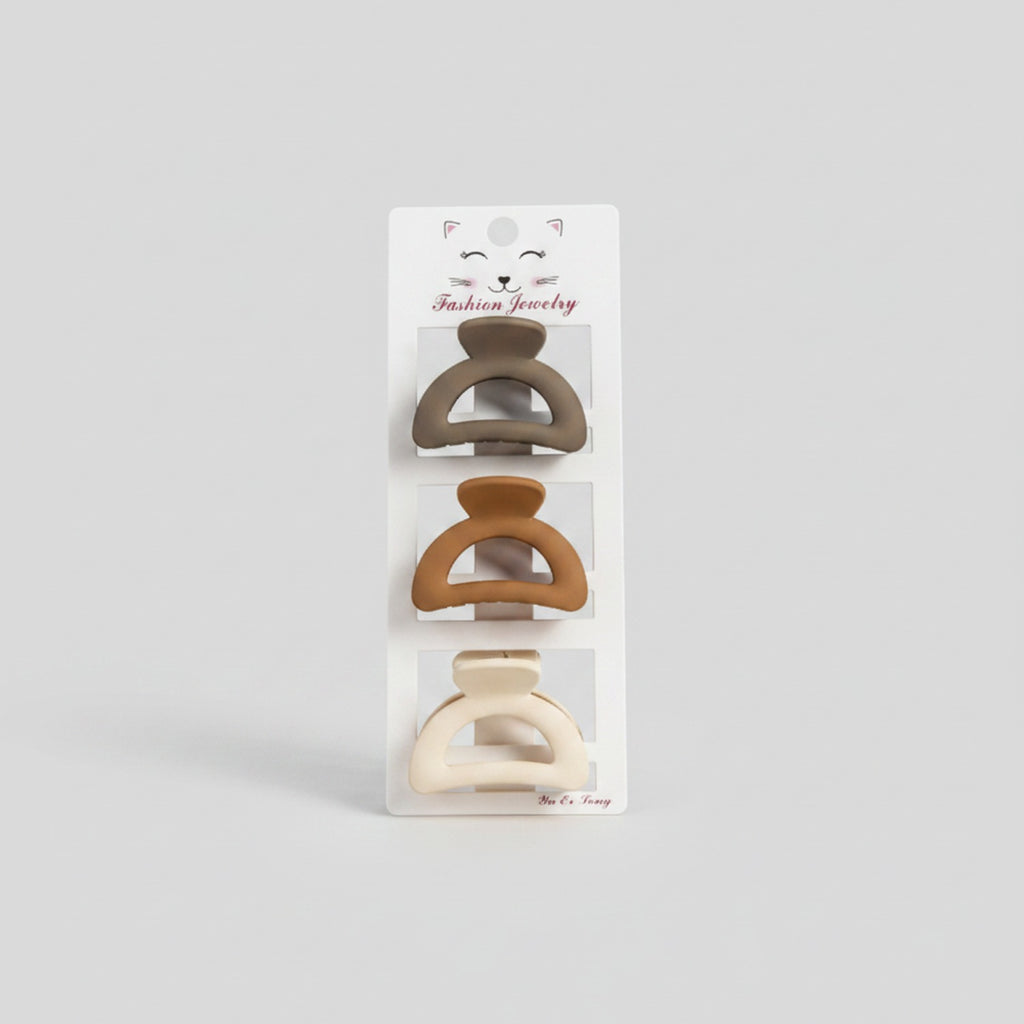 Claw Hair Clips Neutral Tone Trio Set