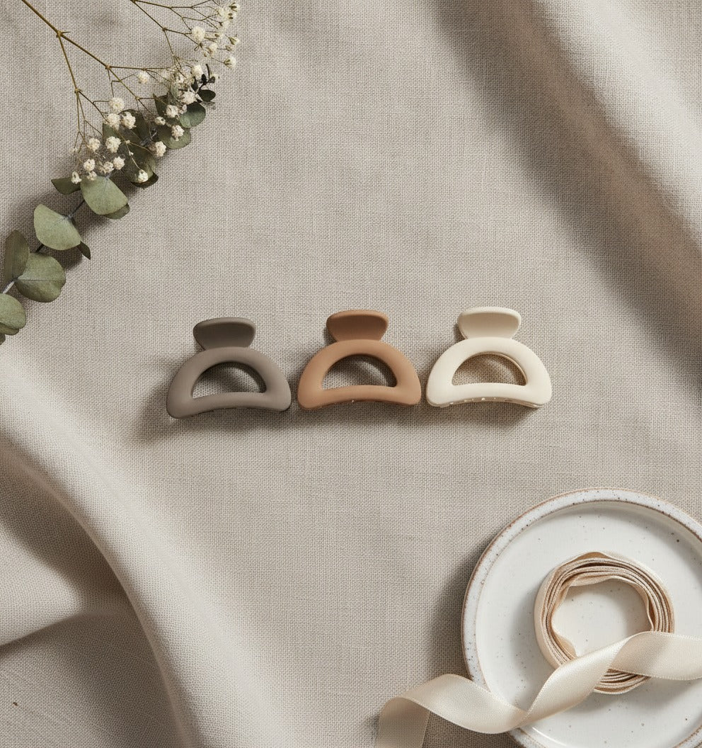 Claw Hair Clips Neutral Tone Trio Set