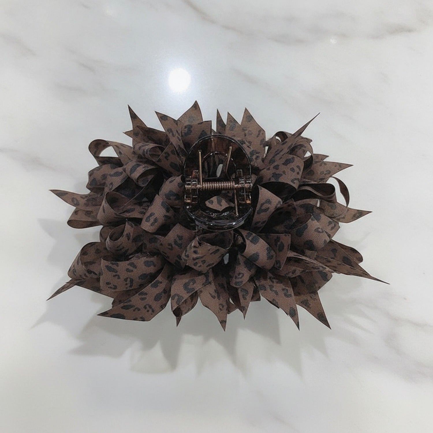 Brown Spiked Floral Hair Claw Clip