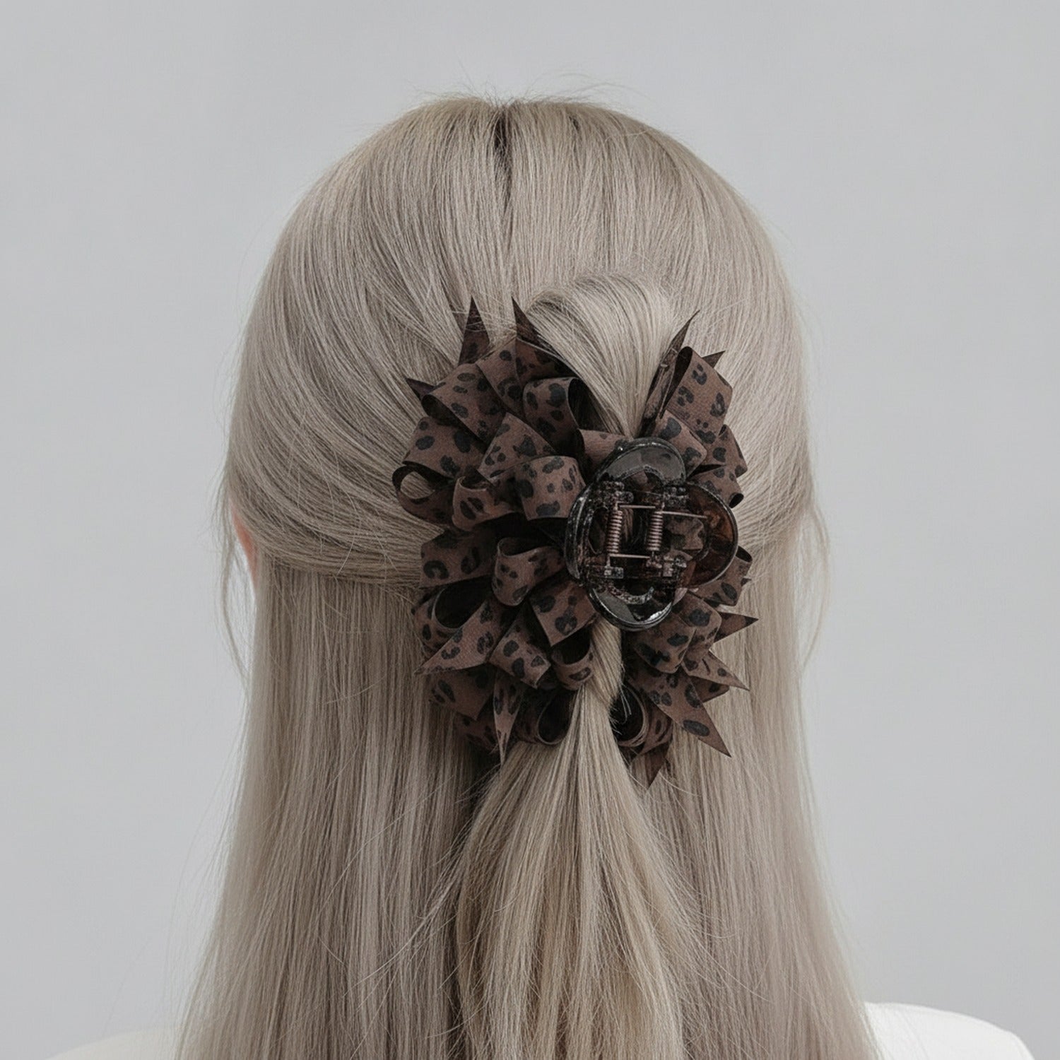 Brown Spiked Floral Hair Claw Clip