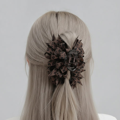Brown Spiked Floral Hair Claw Clip – hair accessories (view 2)