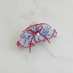Red Gingham Ruffle Hair Claw With Pearl – hair accessories (view 3)
