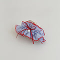 Red Gingham Ruffle Hair Claw With Pearl – hair accessories (view 1)