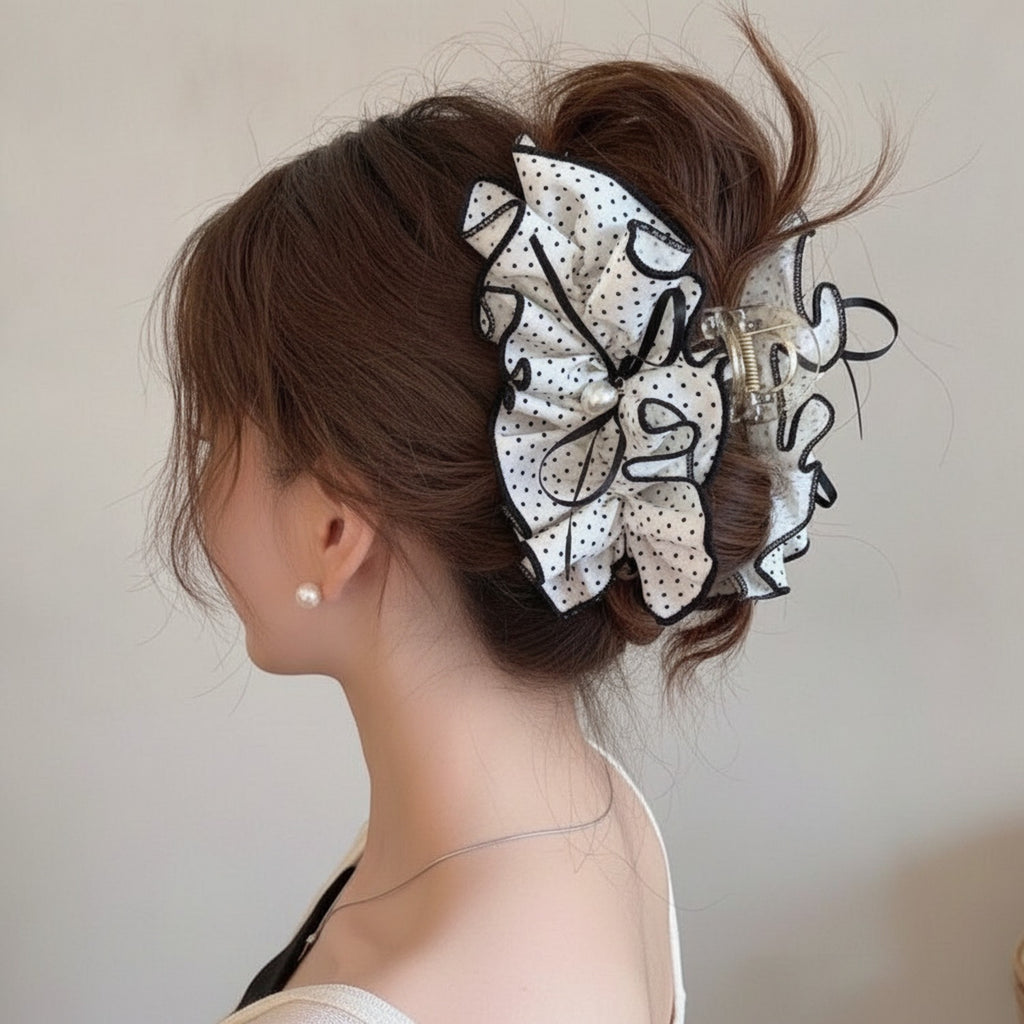 Polka Dot Pearl Butterfly Hair Claw Clip – hair accessories (view 2)