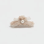 Pearl Beaded Bow Hair Claw Clip - Light Caramel