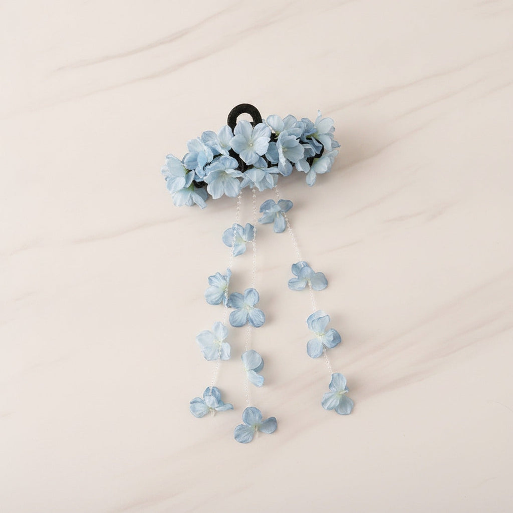 Flower Hanging Chain Hair Claw - Blue