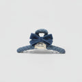 Textured Hair Claw With Velvet Bow - Blue