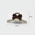 Textured Hair Claw With Velvet Bow - Caramel