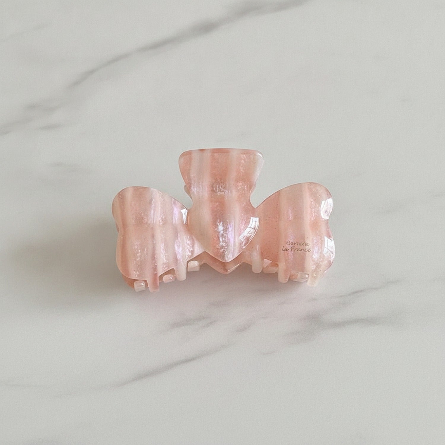 Pearl Bow Hair Claw Clip - Pink 9cm