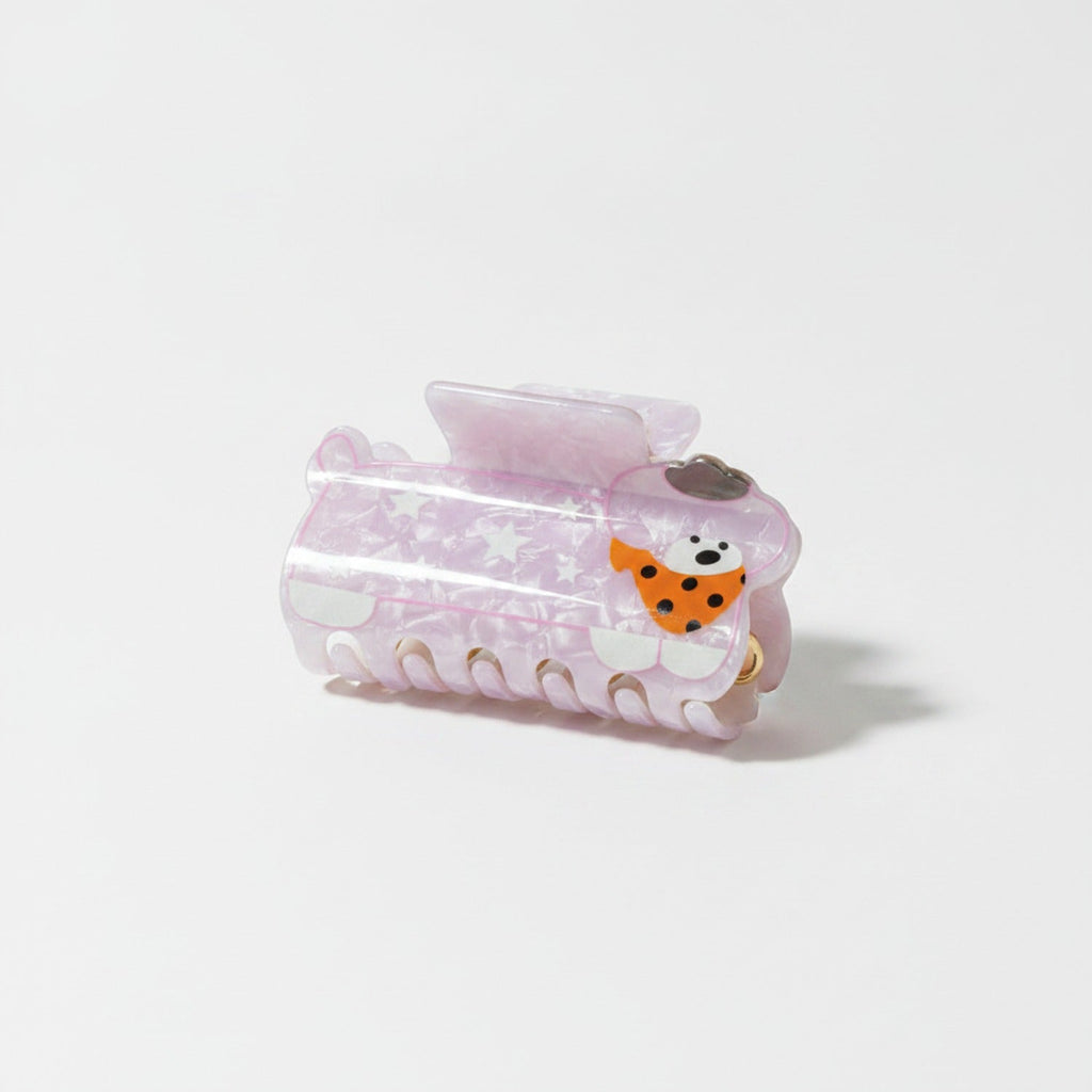 Star Teddy Bear Hair Claw Clip - Pink Dog
