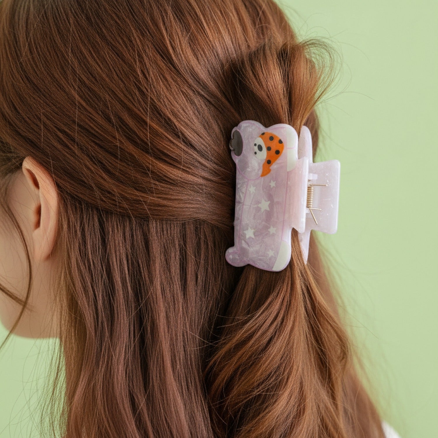 Star Teddy Bear Hair Claw Clip - Pink Dog