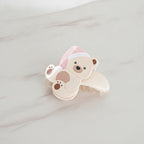 Cute Bear Hair Claw With Mirror Charm - Light Yellow Cap 8.7cm