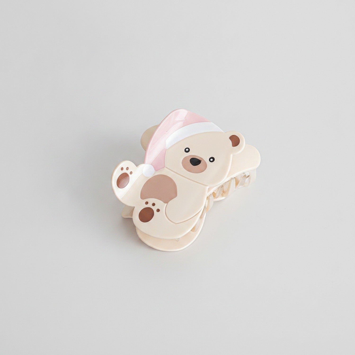 Cute Bear Hair Claw With Mirror Charm - Light Yellow Cap 8.7cm