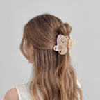 Cute Bear Hair Claw With Mirror Charm - Light Yellow Cap 8.7cm