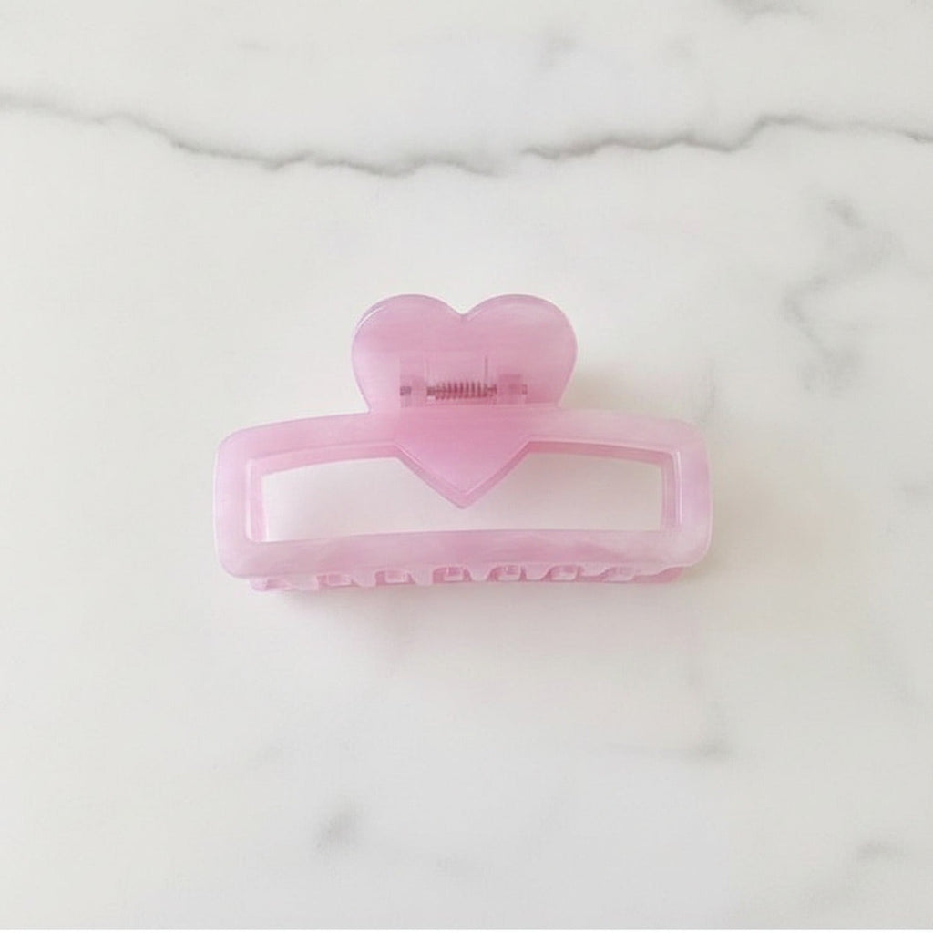 Heart-Shaped Pearl Hair Claw Clip - Purple Large 8.5cm