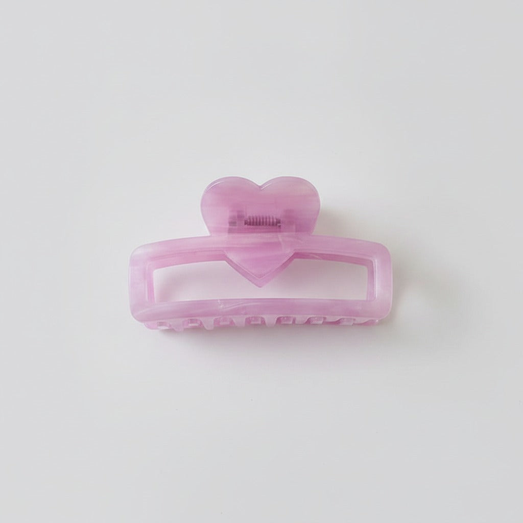 Heart-Shaped Pearl Hair Claw Clip - Purple Large 8.5cm – hair accessories (view 1)