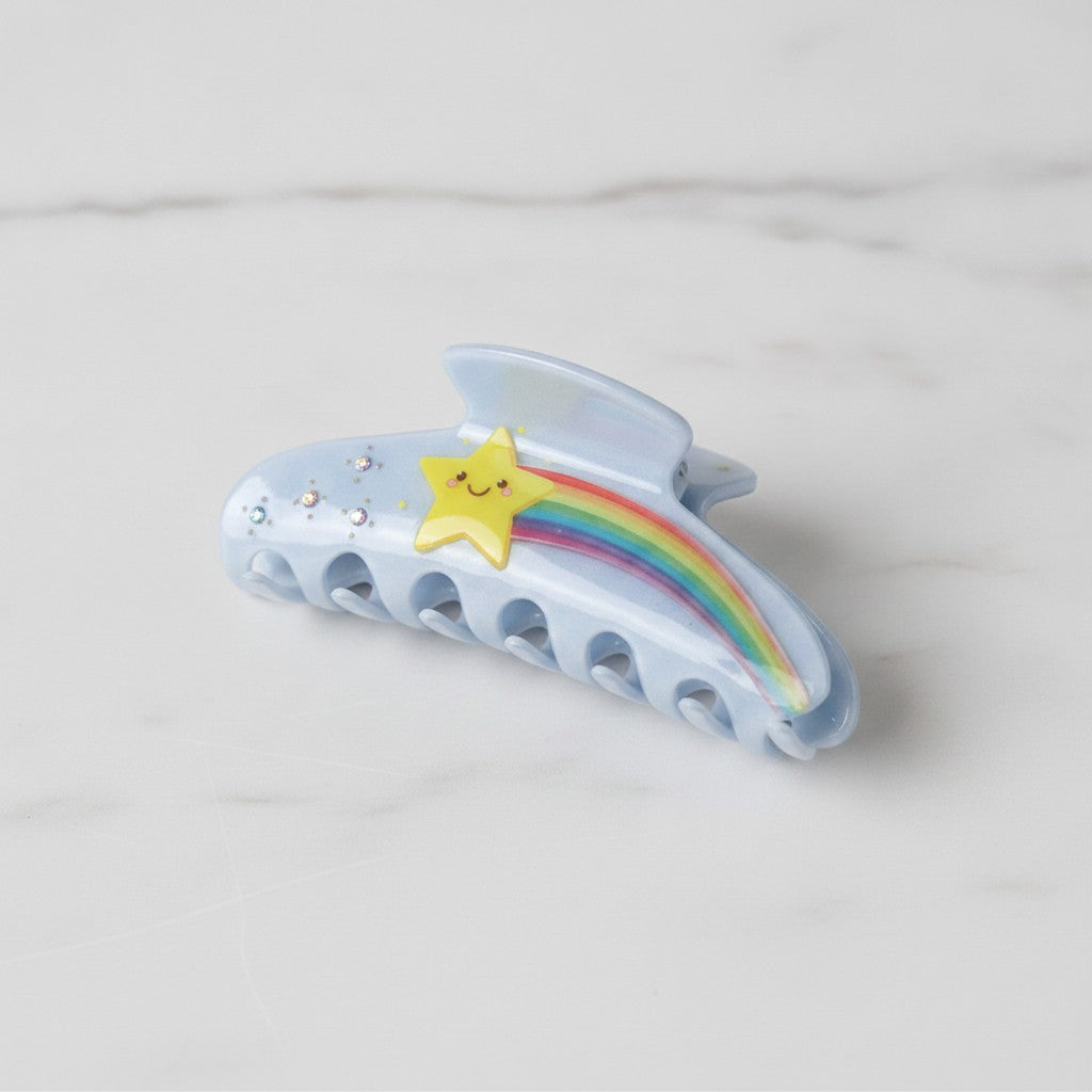 Star Pearl Hair Claw - Blue Star Rainbow Hair Clip #4