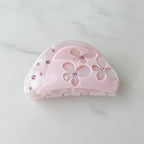 Flower Rhinestone Hair Claw Clip - Light Pink 8.3cm