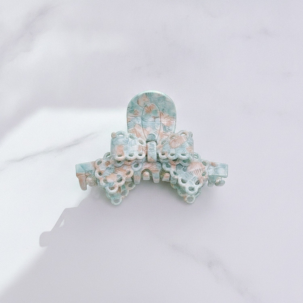 Beaded Hair Claw Clip - Blue Pink 9.6cm