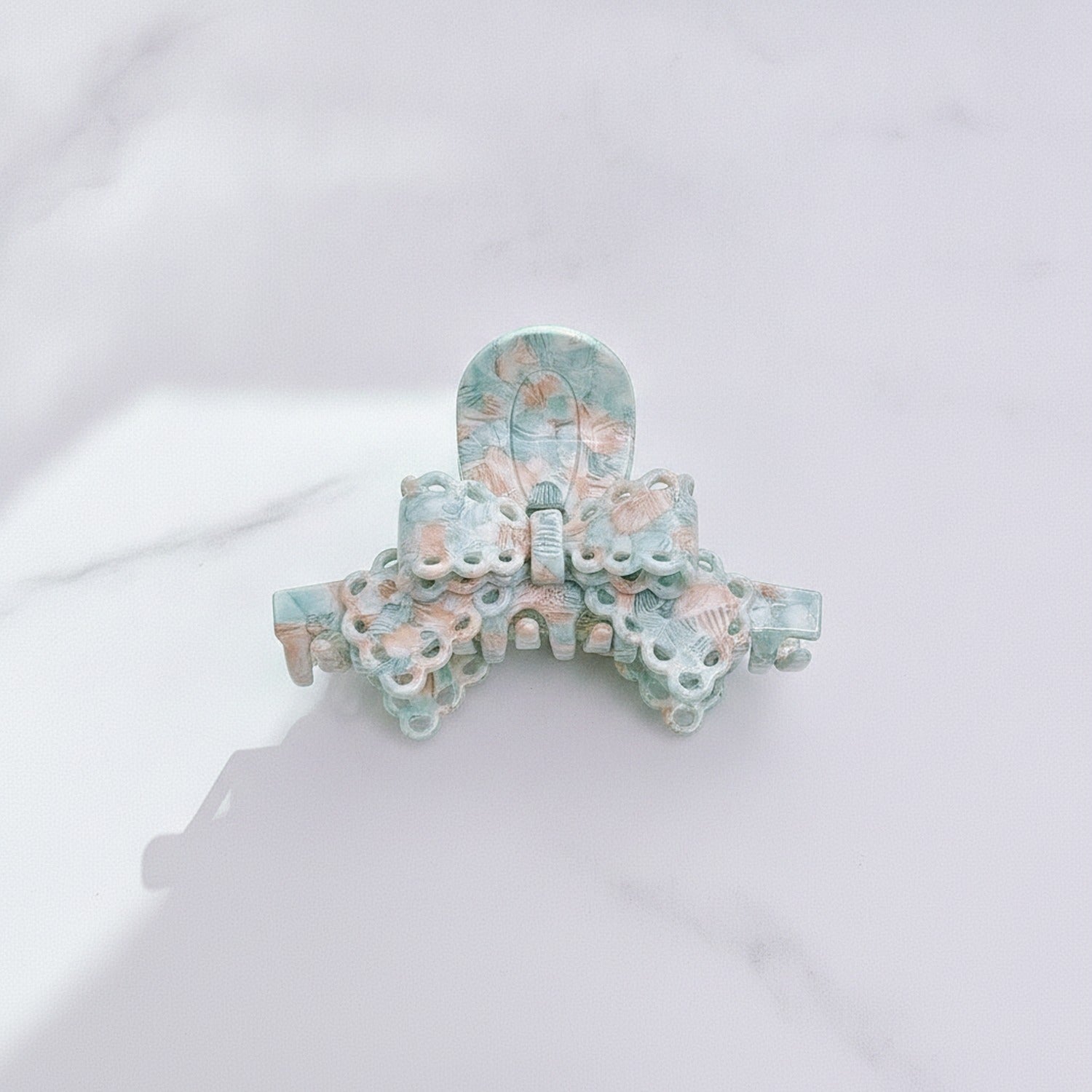 Beaded Hair Claw Clip - Blue Pink 9.6cm