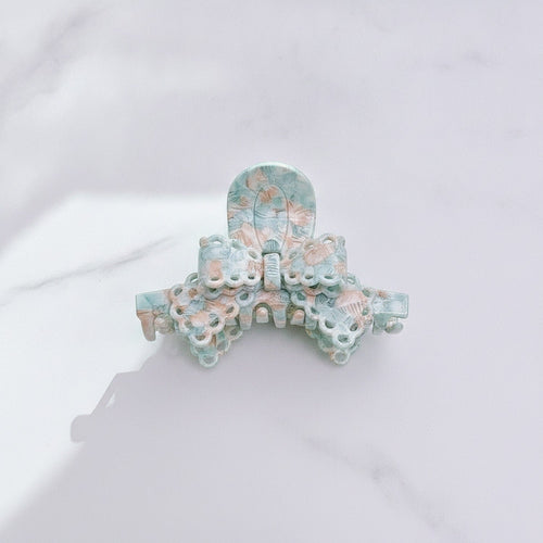 Beaded Hair Claw Clip - Blue Pink 9.6cm