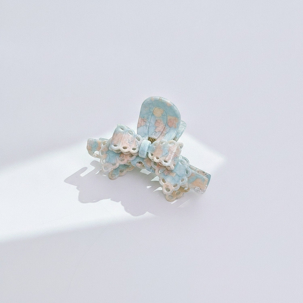 Beaded Hair Claw Clip - Blue Pink 9.6cm