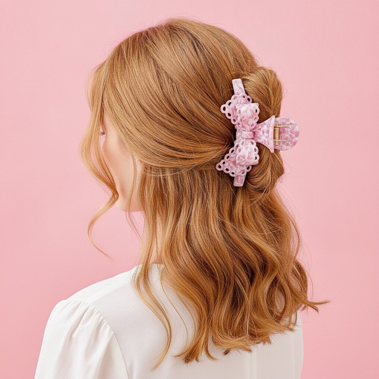 Beaded Hair Claw Clip - Pink 9.6cm