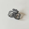 Leopard Print Bow Hair Claw Clip - Black White 8cm