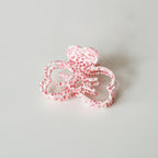 Leopard Print Bow Hair Claw Clip - Pink White 8cm