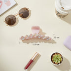 Floral Beaded Hair Claw Clip - Pink 12.2cm