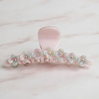 Floral Beaded Hair Claw Clip - Pink 12.2cm