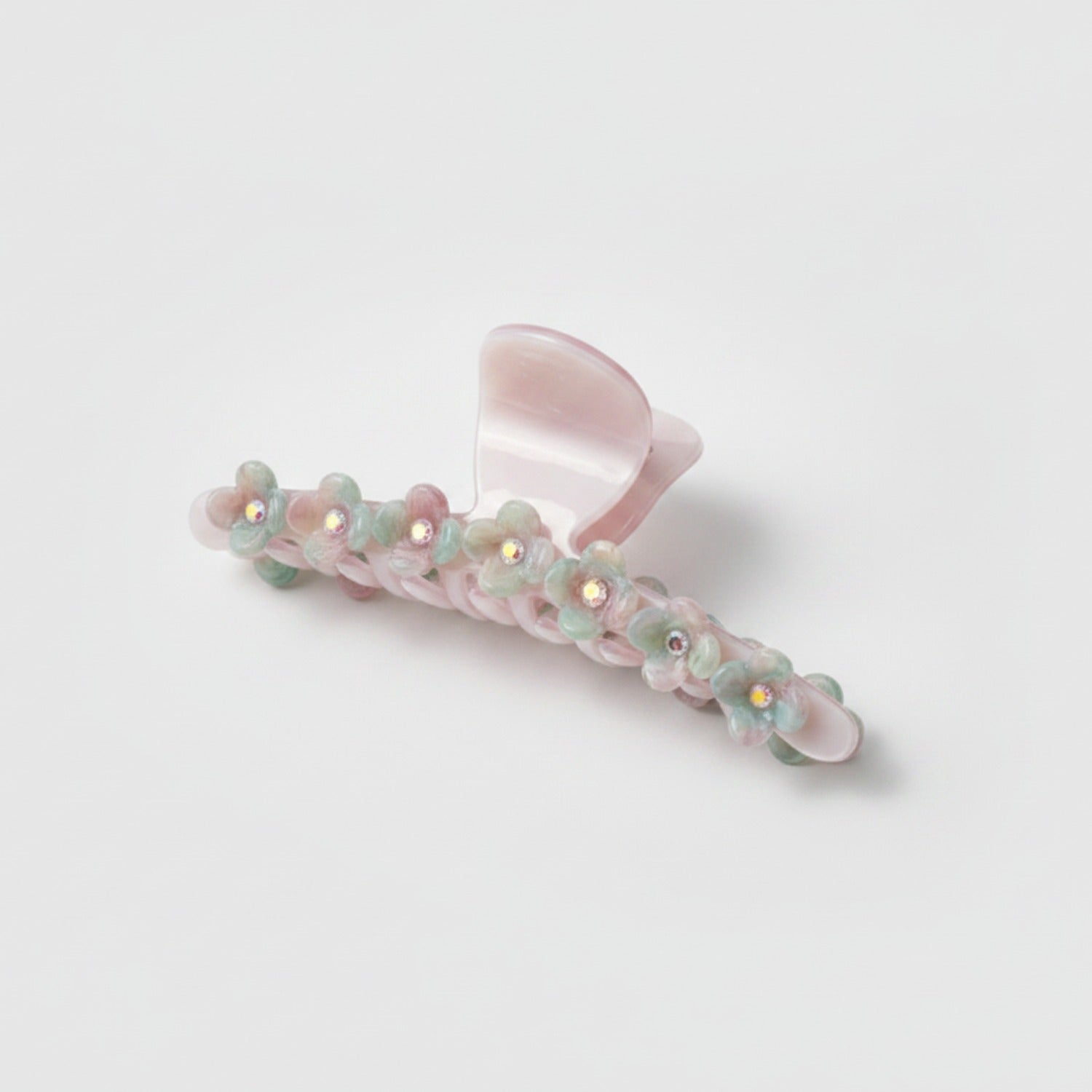 Floral Beaded Hair Claw Clip - Pink 12.2cm